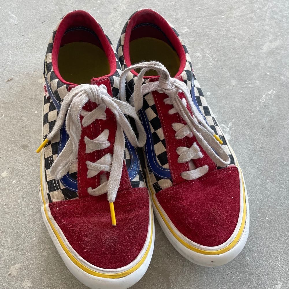 VANS Old Skool Brighton m-8.5 w-10 Checkered MULTICOLOR Flower embroidered READ - Picture 5 of 13